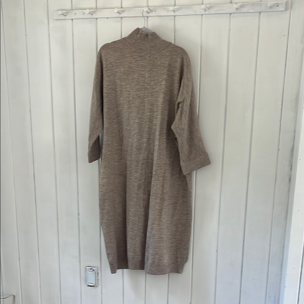Anthropologie Tan Mock Neck Dolman Sleeve Dress